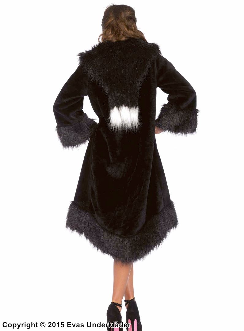 Coat costume, satin, faux fur